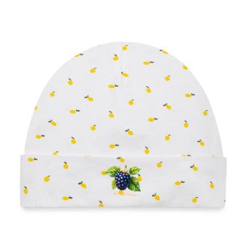 Brombeere – Botanisches Aquarell im Vintage-Stil - Baby Premium Organic Mütze - Weiß/Zitronengelb - Vorne