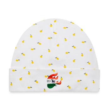 Flagge von Indien - Indien - Ninja - Baby Premium Organic Mütze - Weiß/Zitronengelb - Vorne