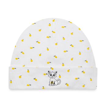Minimalistic Cat - Baby Premium Organic Mütze - Weiß/Zitronengelb - Vorne
