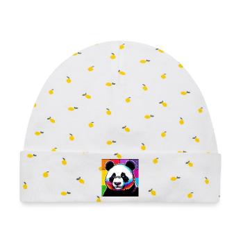 Panda - Baby Premium Organic Mütze - Weiß/Zitronengelb - Vorne