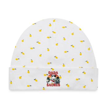 Tyrannosaurus Rex DADA SAURUS Cool - Baby Premium Organic Mütze - Weiß/Zitronengelb - Vorne