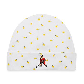 Eishockey Kängurus - Baby Premium Organic Mütze - Weiß/Zitronengelb - Vorne