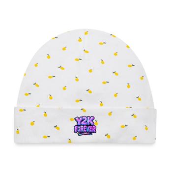 Y2K Forever Neon Design - Baby Premium Organic Mütze - Weiß/Zitronengelb - Vorne