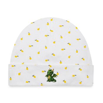 Süßer Smaragd-Drache – Magisches Cartoon-Motiv - Baby Premium Organic Mütze - Weiß/Zitronengelb - Vorne