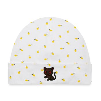 Dark Cat Occult - Baby Premium Organic Mütze - Weiß/Zitronengelb - Vorne