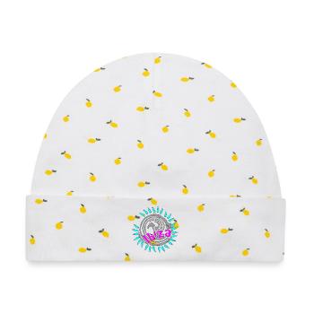 Abstraktes Spiral-Design mit Neonakzenten Ibiza - Baby Premium Organic Mütze - Weiß/Zitronengelb - Vorne