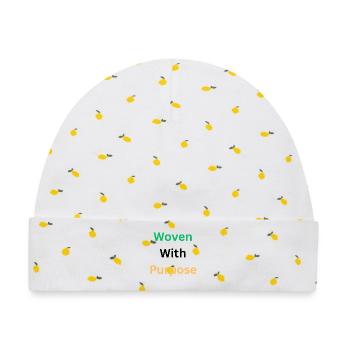 Gewebte Zweck-Inspirationsgrafik - Baby Premium Organic Mütze - Weiß/Zitronengelb - Vorne