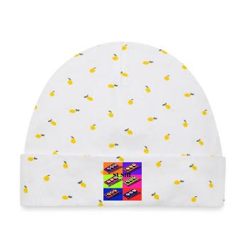 Bunte Sushi-Design mit Pop-Art-Stil - Baby Premium Organic Mütze - Weiß/Zitronengelb - Vorne