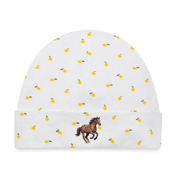 Eleganter Galoppender Wildpferd - Baby Premium Organic Mütze - Weiß/Zitronengelb - Vorne