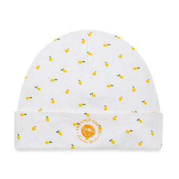 Orange Grove Zitrus-Emblem - Baby Premium Organic Mütze - Weiß/Zitronengelb - Vorne