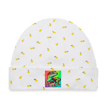 Gecko - Baby Premium Organic Mütze - Weiß/Zitronengelb - Vorne