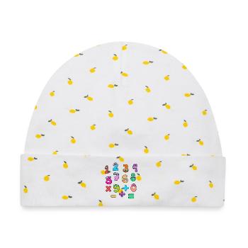 Zahlentag Bunte Zahlengesichter Babymuster - Baby Premium Organic Mütze - Weiß/Zitronengelb - Vorne