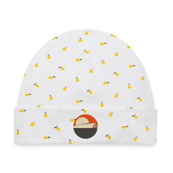 Abendrot Mit Geometrischem Minimalismus - Baby Premium Organic Mütze - Weiß/Zitronengelb - Vorne