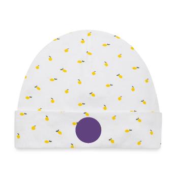 Abstraktes Dark Purple Farbspiel - Baby Premium Organic Mütze - Weiß/Zitronengelb - Vorne
