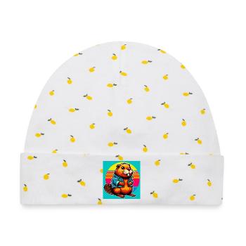 Bieber - Baby Premium Organic Mütze - Weiß/Zitronengelb - Vorne