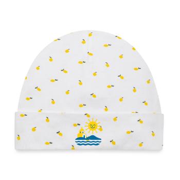 Greece Sun and Sea - Baby Premium Organic Mütze - Weiß/Zitronengelb - Vorne