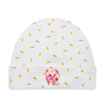 Elegantes Orchideen-Blumendesign - Baby Premium Organic Mütze - Weiß/Zitronengelb - Vorne