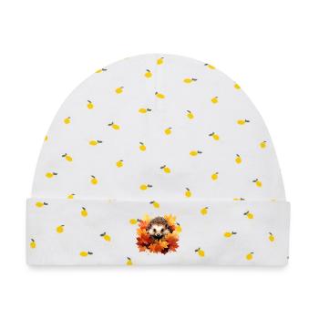 Herbstlicher Igel im Laub - Baby Premium Organic Mütze - Weiß/Zitronengelb - Vorne