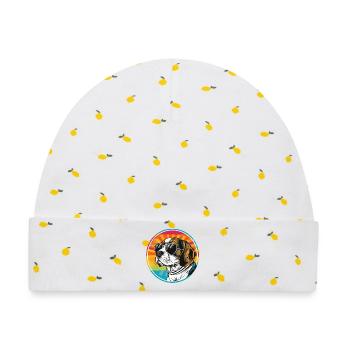 Sommerlicher Hund mit Sonnenbrille - Baby Premium Organic Mütze - Weiß/Zitronengelb - Vorne