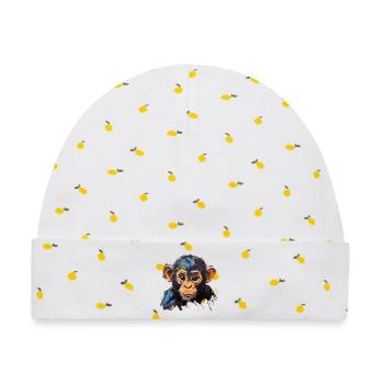 Ausdrucksstarker Affenbabyporträt Kunstdesign - Baby Premium Organic Mütze - Weiß/Zitronengelb - Vorne