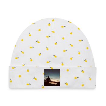 Flusslandschaft bei Sonnenuntergang - Baby Premium Organic Mütze - Weiß/Zitronengelb - Vorne