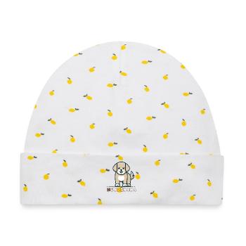 Niedlicher Hundemotiv Cartoon Design - Baby Premium Organic Mütze - Weiß/Zitronengelb - Vorne