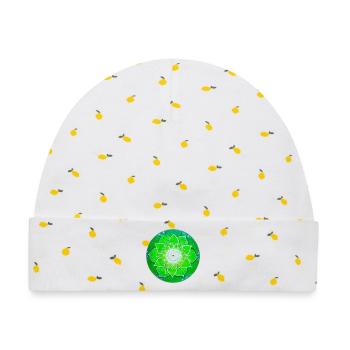 Leuchtendes grünes Mandala mit grünen Blättern - Baby Premium Organic Mütze - Weiß/Zitronengelb - Vorne