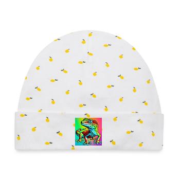 Gecko - Baby Premium Organic Mütze - Weiß/Zitronengelb - Vorne