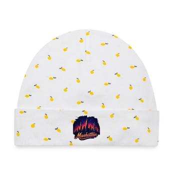 Manhattan Stadt New York Silhouette Geschenk - Baby Premium Organic Mütze - Weiß/Zitronengelb - Vorne