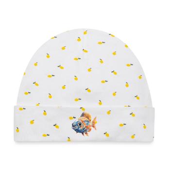 Aquarellfisch Farbexplosion - Baby Premium Organic Mütze - Weiß/Zitronengelb - Vorne