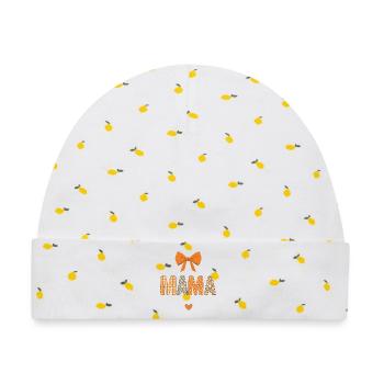 Orange Mom Patchwork Muster - Baby Premium Organic Mütze - Weiß/Zitronengelb - Vorne