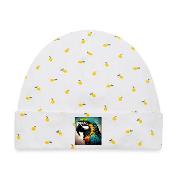 Papagei - Baby Premium Organic Mütze - Weiß/Zitronengelb - Vorne