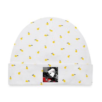 Punkrock Mädchen beobachtet Schmetterling - Baby Premium Organic Mütze - Weiß/Zitronengelb - Vorne