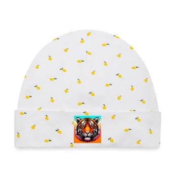 Tiger - Baby Premium Organic Mütze - Weiß/Zitronengelb - Vorne