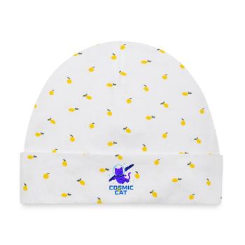 Kosmische Katze Neon - Baby Premium Organic Mütze - Weiß/Zitronengelb - Vorne