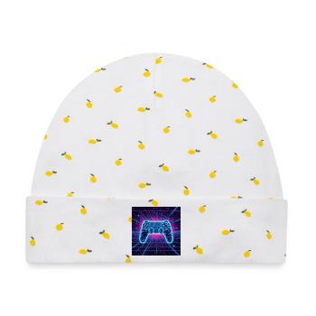 Neon Gaming Universe - Baby Premium Organic Mütze - Weiß/Zitronengelb - Vorne