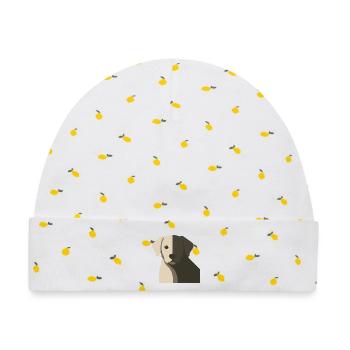 Baby Hund Puppy Schatten Gesicht Porträt - Baby Premium Organic Mütze - Weiß/Zitronengelb - Vorne