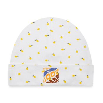 Pop retro blau orange Ich bin ein guter Mann - Baby Premium Organic Mütze - Weiß/Zitronengelb - Vorne