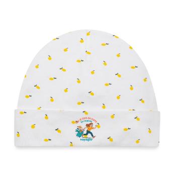 Ich bin auf der Flucht. Das nennt man Reisen. - Baby Premium Organic Mütze - Weiß/Zitronengelb - Vorne
