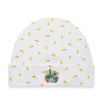 Sukkulenten & Kakteen Aquarell Komposition - Baby Premium Organic Mütze - Weiß/Zitronengelb - Vorne