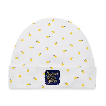 Focus on Hocus Pocus–Magisches Hexenspruch Design - Baby Premium Organic Mütze - Weiß/Zitronengelb - Vorne