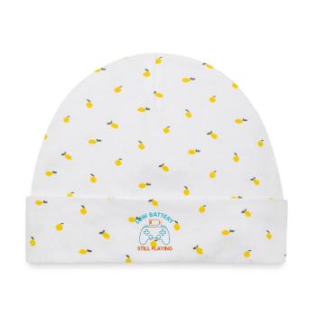 Niedriger Akku Weiter Spielen - Baby Premium Organic Mütze - Weiß/Zitronengelb - Vorne