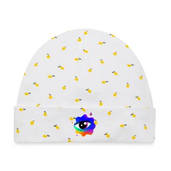 Lebhafter Regenbogen-Augennebel - Baby Premium Organic Mütze - Weiß/Zitronengelb - Vorne