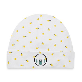 Sanfte Wickelbabysymbol individuel anpassbar - Baby Premium Organic Mütze - Weiß/Zitronengelb - Vorne