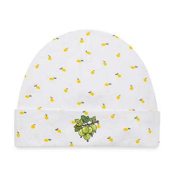 Stachelbeeren Zweig Illustration - Baby Premium Organic Mütze - Weiß/Zitronengelb - Vorne