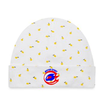 Flammenlogo Motorradhelm Motorsport - Baby Premium Organic Mütze - Weiß/Zitronengelb - Vorne