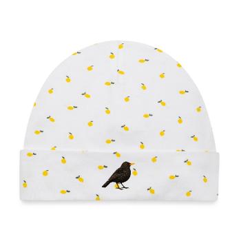 Amsel im Naturlook - Baby Premium Organic Mütze - Weiß/Zitronengelb - Vorne