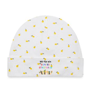 Wir für ein buntes Stadtbild, Virlfalt, Diversität - Baby Premium Organic Mütze - Weiß/Zitronengelb - Vorne