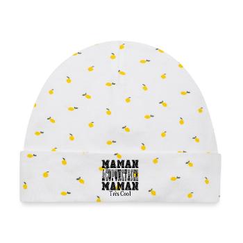 Akupunkteur Mama sehr coole Mama - Baby Premium Organic Mütze - Weiß/Zitronengelb - Vorne