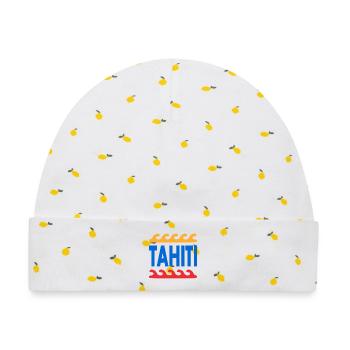 Tahiti - French Polynesia - Polynesien - Strand - Baby Premium Organic Mütze - Weiß/Zitronengelb - Vorne
